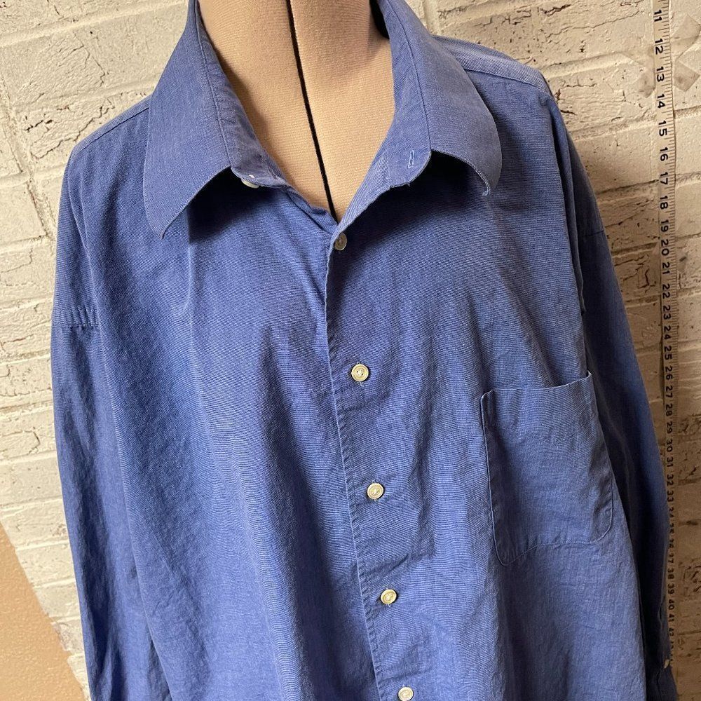 Joseph & Feiss Blue Long Sleeve Button Up Cotton Shirt 18.5 34/35 Big